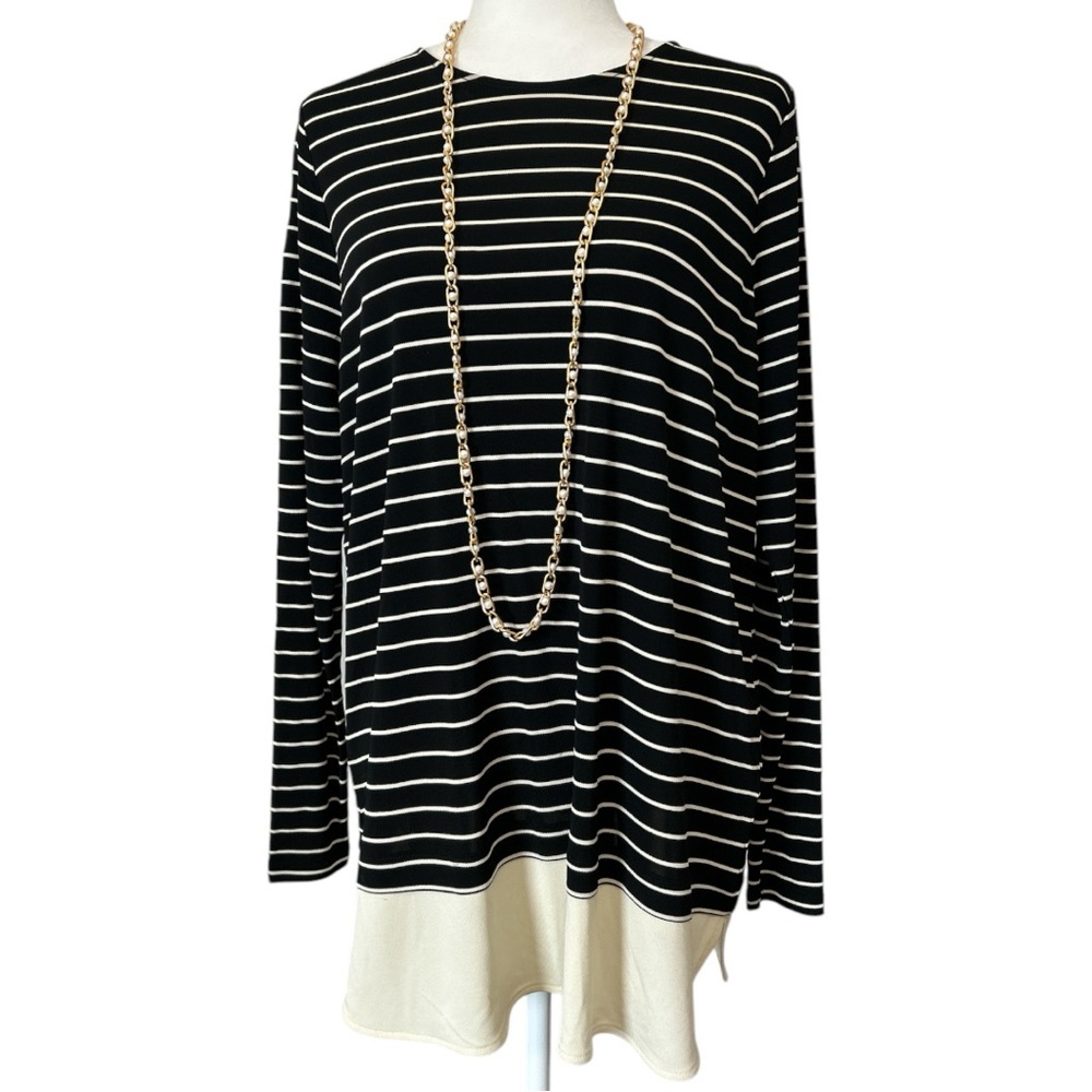 LAUREN RALPH LAUREN Women’s Pullover Knit Striped Sweater Top Long Sleeve 1X